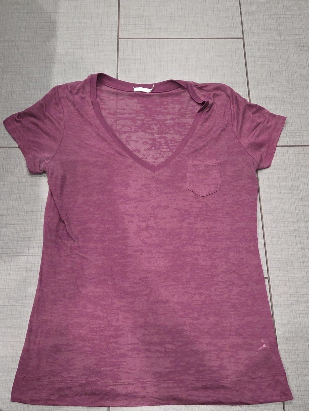 Tart V-Neck Short Sleeve Pocket Tee - Plum XL